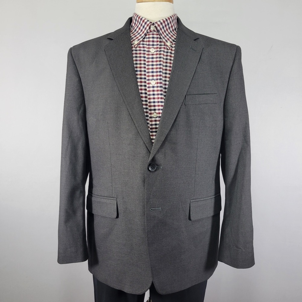 Haggar Men's‎ Sport Coat Blazer Two Button Gray Polyester Blend Classic Fit 44S